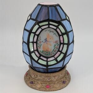 Stained Glass Easter Egg Lamp Tiffany Style Bunny Rabbit Cheyenne Accent Light